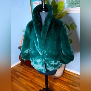 International Concepts Hunter Green Faux Fur  Coat- large